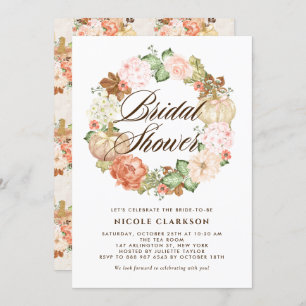 Gold Glitzer Pumpkins Wreath Fall Brautparty Einladung