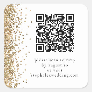 Gold Glitzer QR Code für UAWG Wedding Quadratischer Aufkleber