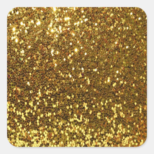 Gold Glitzer Quadratischer Aufkleber (Vorderseite)