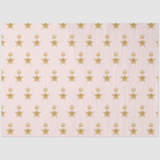 Gold Glitzer Queen Bee Crown Blush Pink Baby Girl Seidenpapier (Vorderseite)