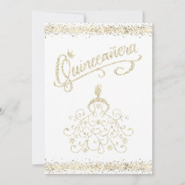 Gold Glitzer Quinceañera 15 Einladung