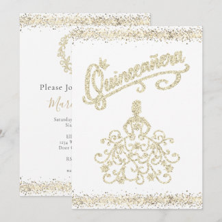 Gold Glitzer Quinceañera 15 Einladung