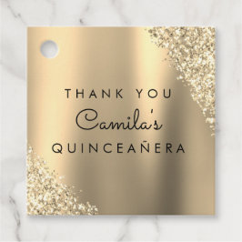 Gold Glitzer Quinceanera Save the Date Geschenkanhänger