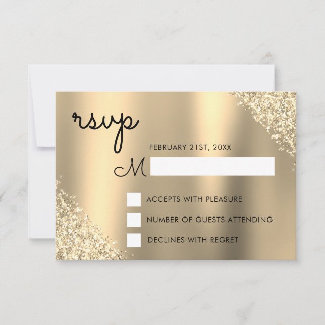 Gold Glitzer Quinceanera UAWG Einladung (Vorderseite)