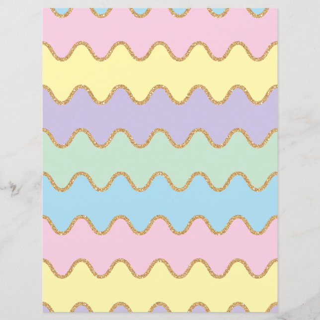 Gold Glitzer Rainbow Wavy Muster Scrapbook Paper (Vorderseite)
