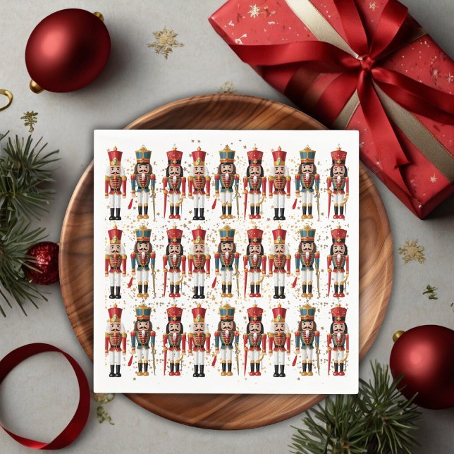 Gold Glitzer Red & Blue Nutcracker Baby Dusche Serviette (Von Creator hochgeladen)