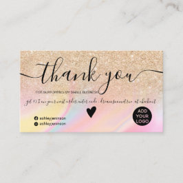 Gold Glitzer Regenbogenmarmor Ordnung danke Visitenkarte