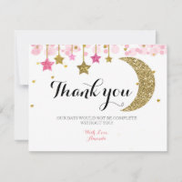 Gold Glitzer Rosa Mond Danke Karte