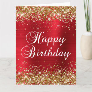 Gold Glitzer Rose Red Foil Big Happy Geburtstag Karte