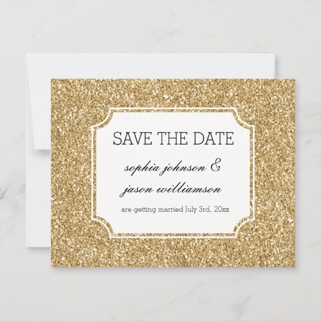 Gold Glitzer Save the Date (Vorderseite)