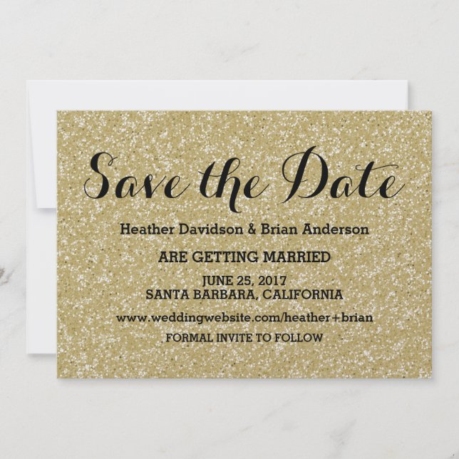 Gold Glitzer Save the Date einladen (Vorderseite)