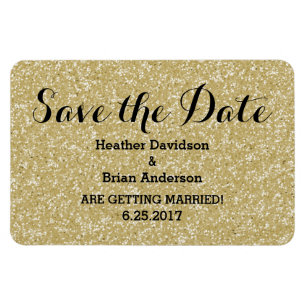 Gold Glitzer Save the Date Flexi Magnet