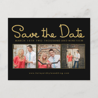 Gold Glitzer Save the Date Foto Postkarte