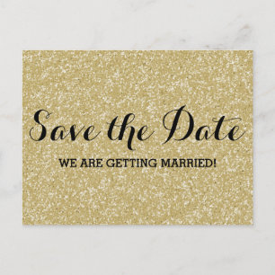 Gold Glitzer Save the Date Postkarte