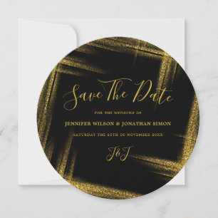 Gold Glitzer Save the Date Schwarze Einladung