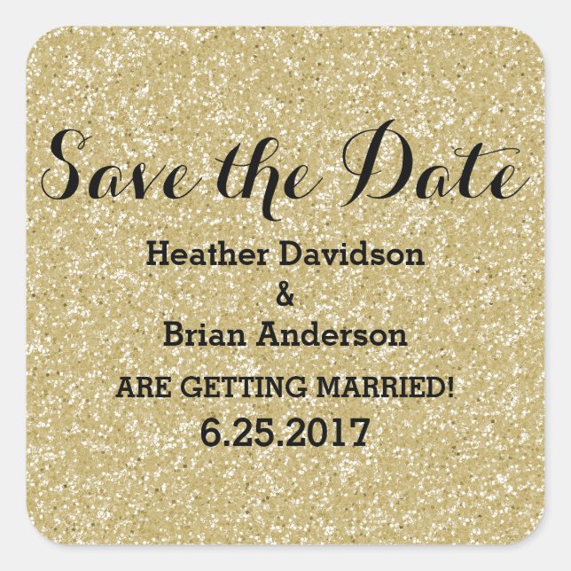 Gold Glitzer Save the Date Stickers (Vorderseite)