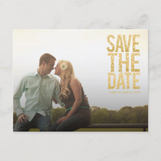 Gold-Glitzer Save the Date Typografie-Ankündigung Ankündigungspostkarte