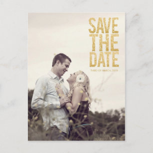 Gold-Glitzer Save the Date Typografie-Ankündigung Postkarte