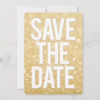 Gold Glitzer Save the Date Typografie Einladung