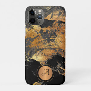 Gold Glitzer Schwarz elegant abstrakt mit Monogram Case-Mate iPhone Hülle