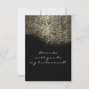 Gold Glitzer Schwarz-weiß Confetti Bridesmaid Einladung