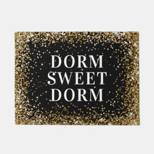 Gold Glitzer Schwarz-weiß Dorm Sweet Dorm Fußmatte