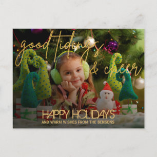 Gold Glitzer Script Weihnachten Postkarte