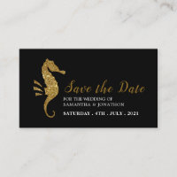 Gold Glitzer Seepferd Save the Date