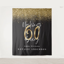 Gold Glitzer sexy 60. Geburtstagsfeier Dekor Wandteppich