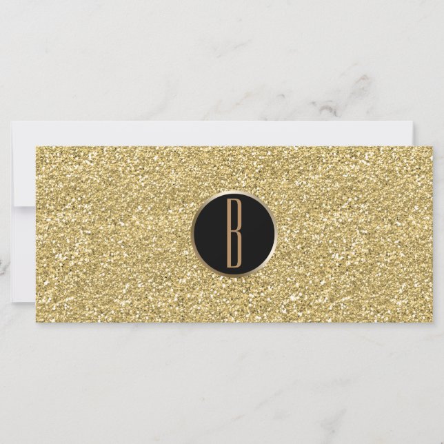 Gold Glitzer Shine Glam Monogram Gift Certificate (Vorderseite)