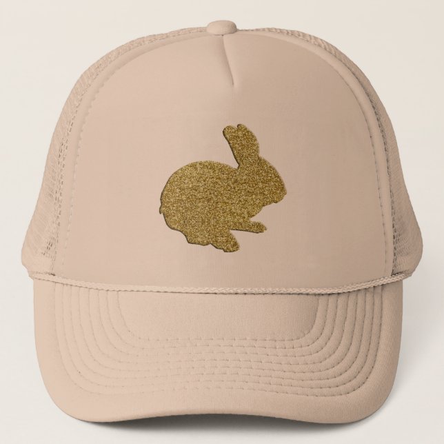 Gold Glitzer Silhouette Ostersonnenmütze Truckerkappe (Vorderseite)