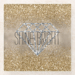 Gold Glitzer Silver Diamond Shine Bright Glasuntersetzer