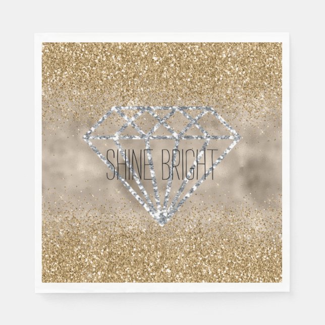 Gold Glitzer Silver Diamond Shine Bright Serviette (Vorderseite)