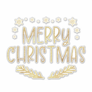 Gold Glitzer Snowflake Frohe Weihnachtsbaum Blätte Aufkleber