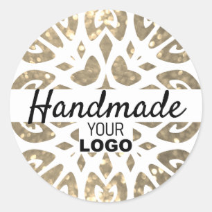 Gold Glitzer Snowflake Ornament Handmade Logo Runder Aufkleber