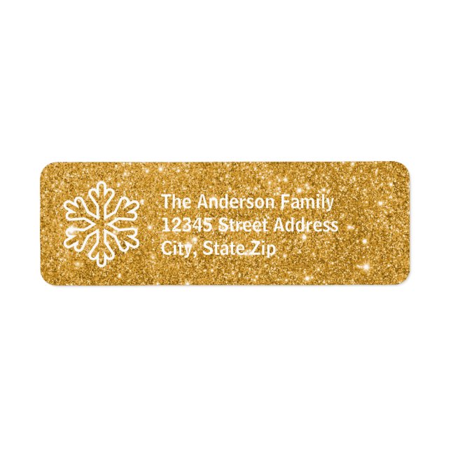 Gold Glitzer Snowflake - Rücksendeadresse (Vorne)