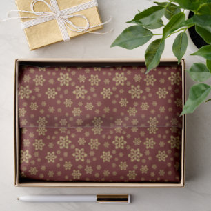 Gold Glitzer Snowflakes/Dark Maroon Red Seidenpapier