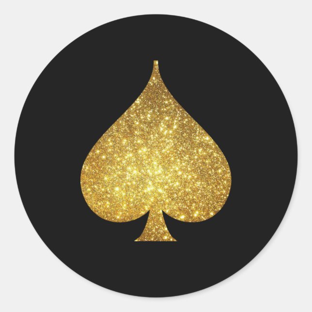 Gold Glitzer Spade Symbol Sticker (Vorderseite)