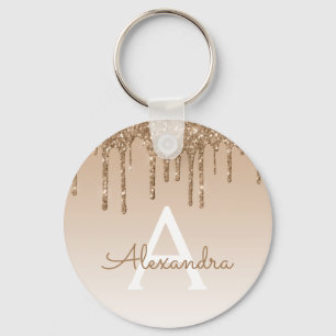 Gold Glitzer & Sparkle Luxus Monogram Schlüsselanhänger