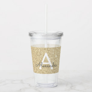 Gold Glitzer & Sparkle Monogram Birthday Acryltrinkbecher