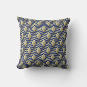 Gold Glitzer Sparkle Navy Blue Diamond Muster Kissen