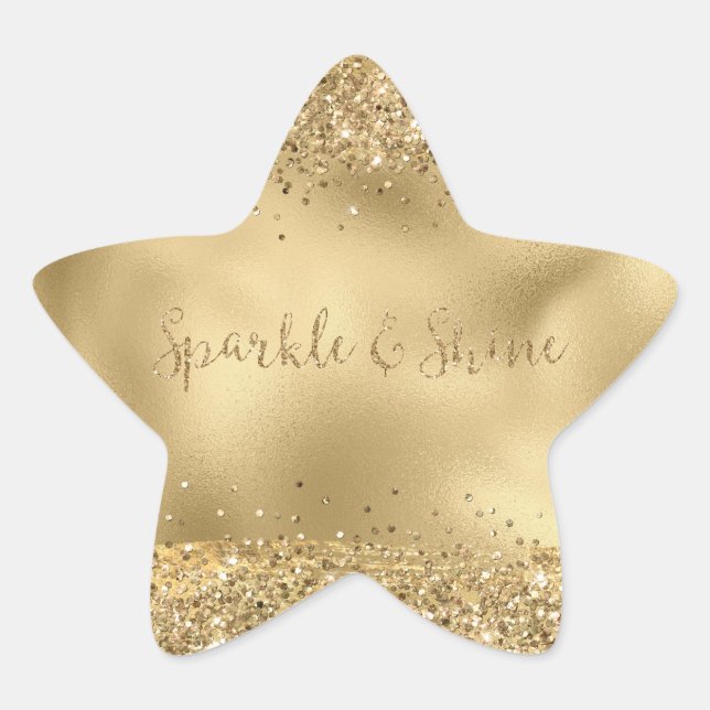 Gold Glitzer Sparkle Stern-Aufkleber (Vorderseite)