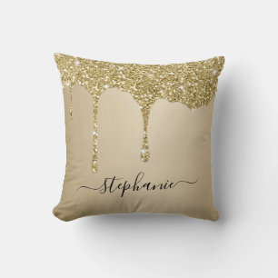 Gold Glitzer Sparkle Tropfen Script Individuelle N Kissen