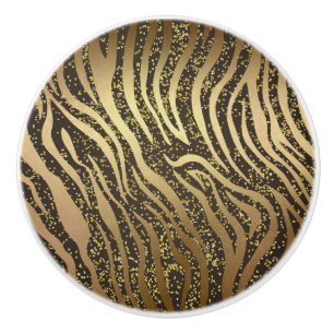 Gold Glitzer Sparkle Zebra Jungle Safari Glam Keramikknauf