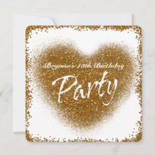 Gold Glitzer Spill Heart Glamour Party Einladungen