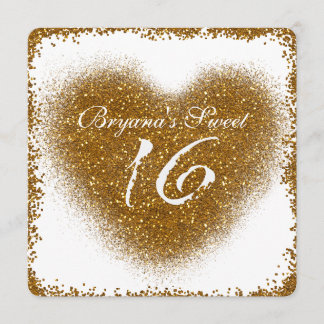 Gold Glitzer Spill Sweet 16 Herzoglam Einladungen