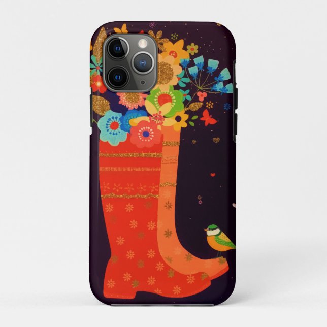 Gold Glitzer Spring Bird Blume Butterfly Blossom Case-Mate iPhone Hülle (Rückseite)