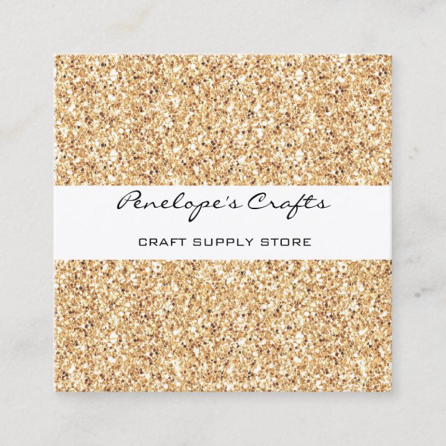Gold Glitzer Square Business Card Quadratische Visitenkarte (Vorderseite)