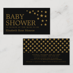 Gold Glitzer Stars, Baby Shower Ticket Einladung