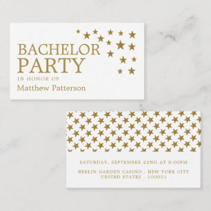 Gold Glitzer Stars, Bachelor Party Ticket Einladun